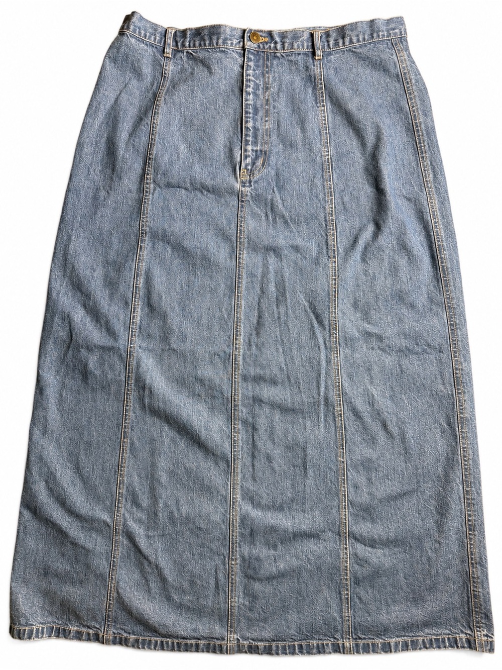 Classic Light Blue Denim Maxi Skirt